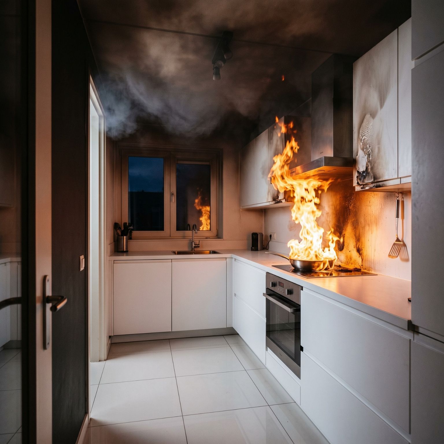 Keukenbrand zonder blusdeken