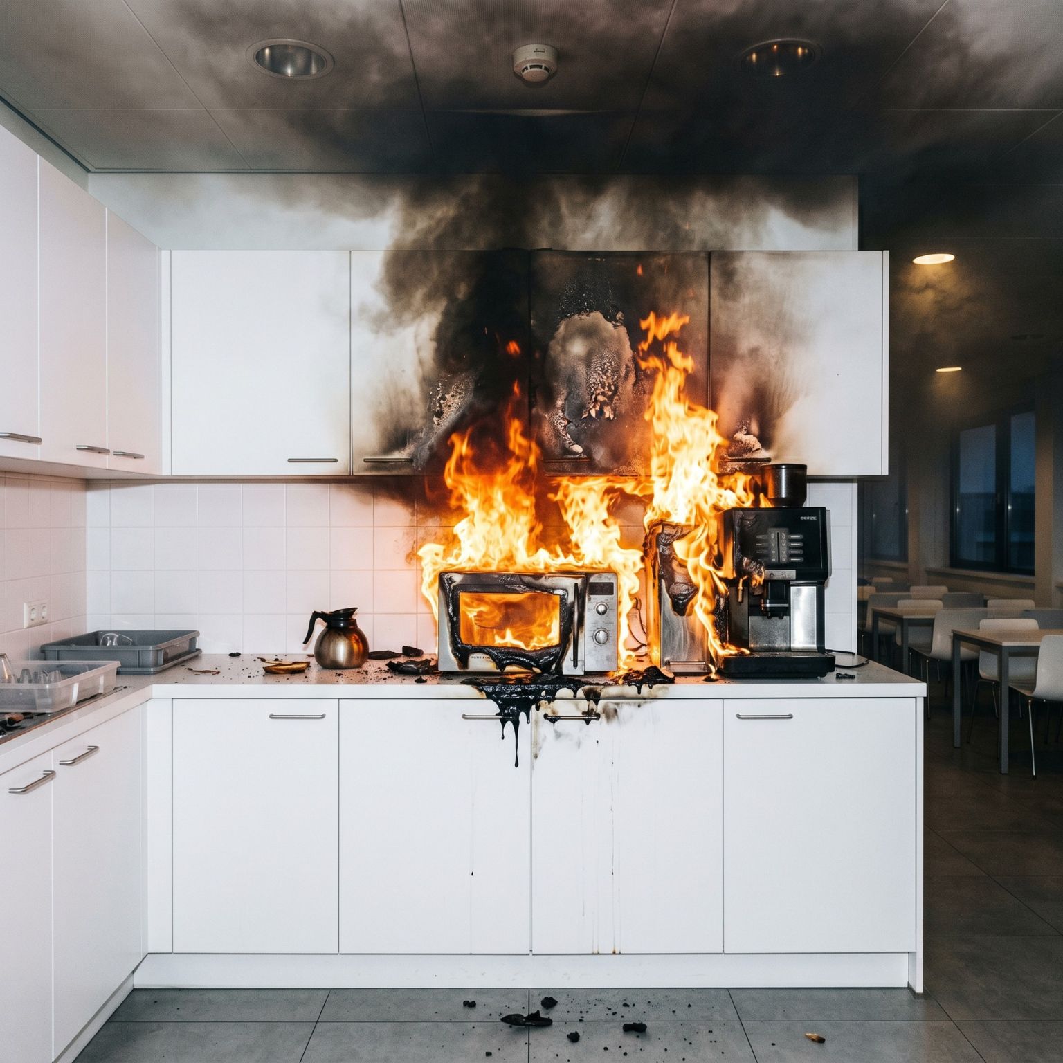 Kantinebrand zonder blusdeken